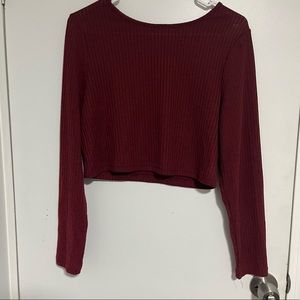 Shein crop Maroon knit top